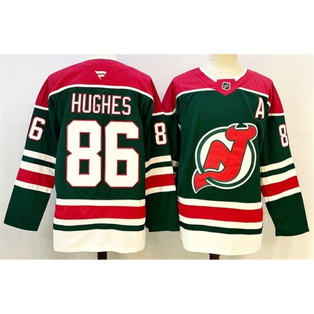 Youth New Jersey Devils #86 Jack Hughes Green/Red 2024-25 With A Patch Stitched Hockey Jersey