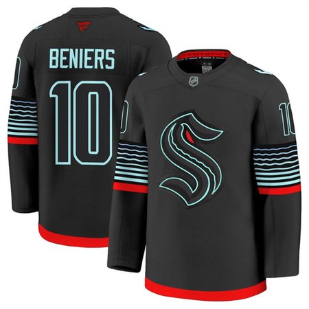 Men's Seattle Kraken #10 Matty Beniers Black Alternate Stitched Hockey Premium Jersey