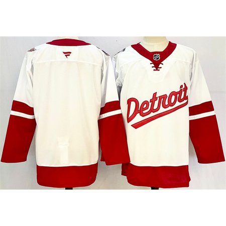 Men's Detroit Red Wings Blank White/Red 2024-25 Stitched Premium Jersey