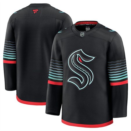 Men's Seattle Kraken Blank Black Alternate Stitched Hockey Premium Jersey