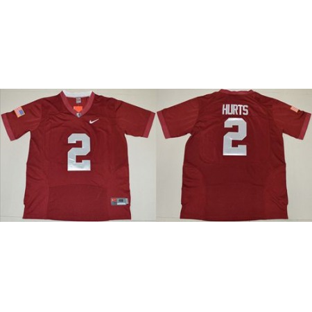 Crimson Tide #2 Jalen Hurts Red Pro Combat Stitched NCAA Jersey