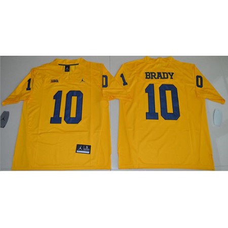 Wolverines #10 Tom Brady Gold Limited Stitched NCAA Jersey