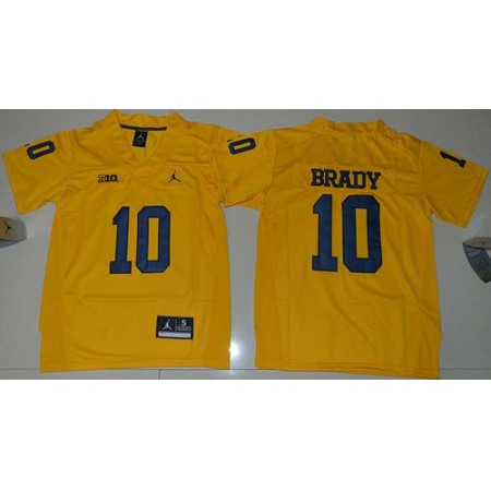 Wolverines #10 Tom Brady Gold Stitched Youth NCAA Jersey
