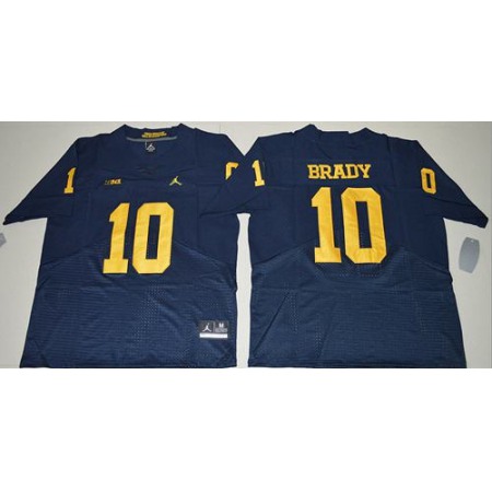Wolverines #10 Tom Brady Navy Blue Elite Stitched NCAA Jersey