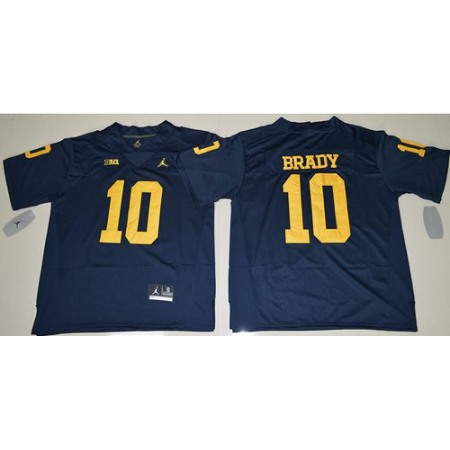 Wolverines #10 Tom Brady Navy Blue Stitched NCAA Jersey