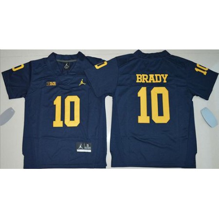 Wolverines #10 Tom Brady Navy Blue Stitched Youth NCAA Jersey