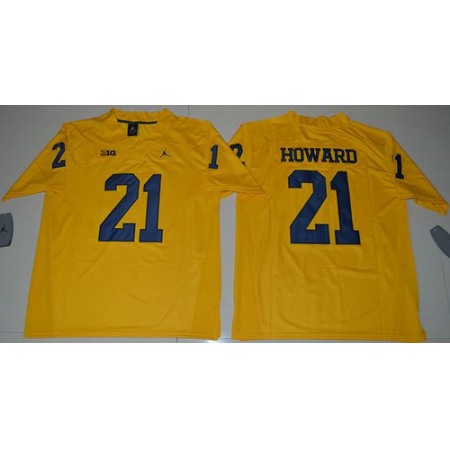 Wolverines #21 Desmond Howard Gold Limited Stitched NCAA Jersey