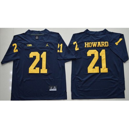 Wolverines #21 Desmond Howard Navy Blue Stitched NCAA Jersey