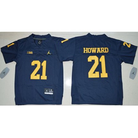 Wolverines #21 Desmond Howard Navy Blue Stitched Youth NCAA Jersey