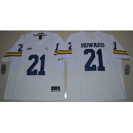 Wolverines #21 Desmond Howard White Elite Stitched NCAA Jersey