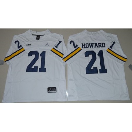 Wolverines #21 Desmond Howard White Stitched NCAA Jersey