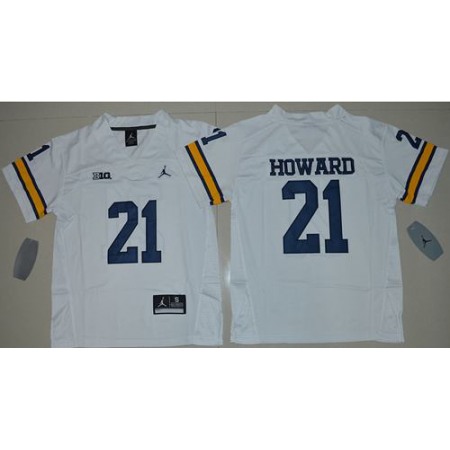 Wolverines #21 Desmond Howard White Stitched Youth NCAA Jersey