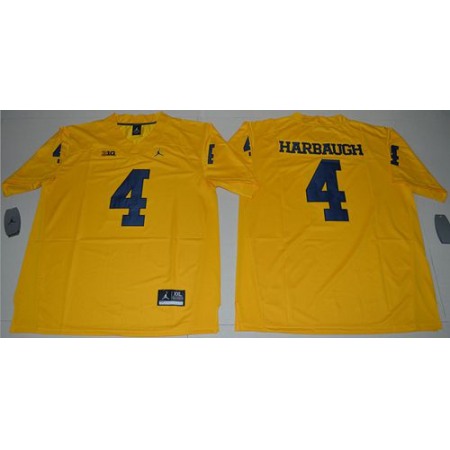 Wolverines #4 Jim Harbaugh Gold Limited Stitched NCAA Jersey