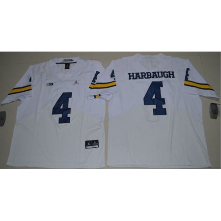 Wolverines #4 Jim Harbaugh White Elite Stitched NCAA Jersey