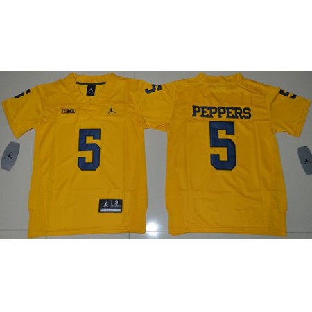 Wolverines #5 Jabrill Peppers Gold Stitched Youth NCAA Jersey