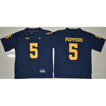 Wolverines #5 Jabrill Peppers Navy Blue Stitched NCAA Jersey
