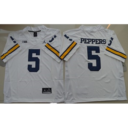 Wolverines #5 Jabrill Peppers White Stitched NCAA Jersey