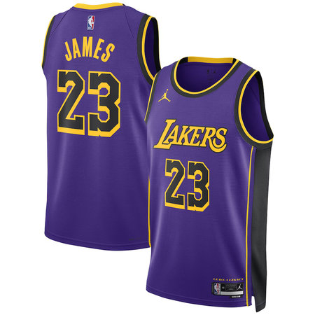 Youth Los Angeles Lakers #23 LeBron James Jordan Brand Purple Statement Edition Swingman Jersey