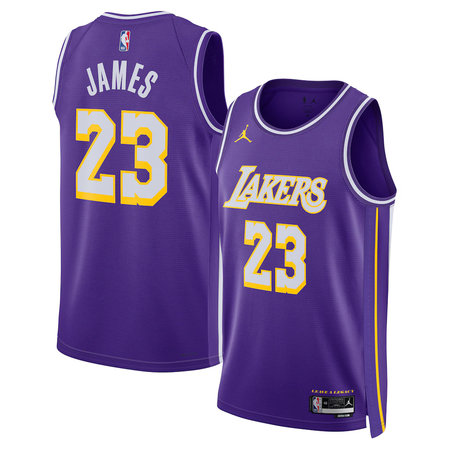 Youth Los Angeles Lakers #23 LeBron James Jordan Brand Purple Statement Edition Swingman Jersey