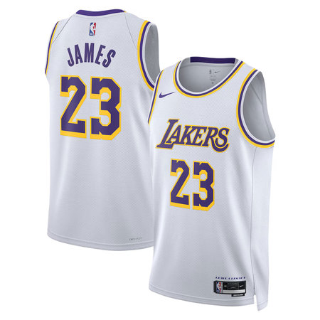 Youth Los Angeles Lakers #23 LeBron James Nike White Association Edition Swingman Jersey
