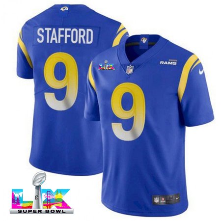 Youth Los Angeles Rams #9 Matthew Stafford Royal Super Bowl LX Vapor Limited Stitched Jersey
