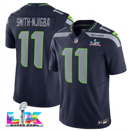 Men's Seattle Seahawks #11 Jaxon Smith-Njigba Navy Super Bowl LX F.U.S.E. Vapor Limited Stitched Football Jersey