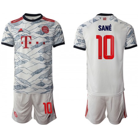 Men's FC Bayern Munchen #10 Leroy Sane White Away Soccer Jersey Suit