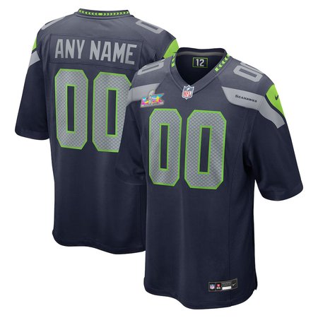 Youth Seattle Seahawks Custom College Navy Super Bowl LX Patch Game Jersey