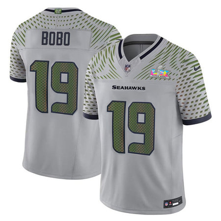 Men's Seattle Seahawks #19 Jake Bobo Gray Super Bowl LX Rivalries Collection F.U.S.E. Vapor Limited Stitched Jersey