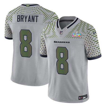 Men's Seattle Seahawks #8 Coby Bryant Gray Super Bowl LX Rivalries Collection F.U.S.E. Vapor Limited Stitched Jersey