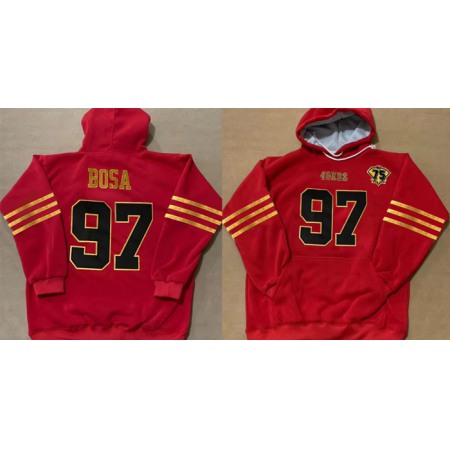 Men's San Francisco 49ers Customized Red Gold 75th Anniversary Alternate Pullover Hoodie