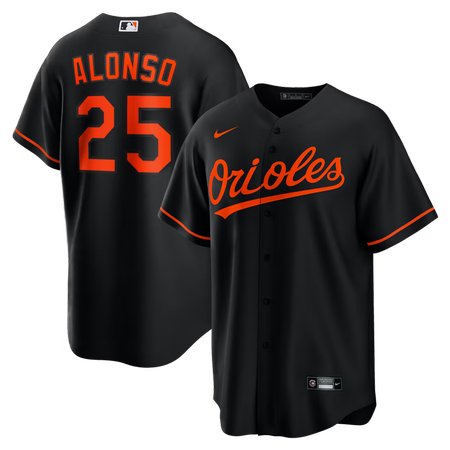 Men's Baltimore Orioles #25 Pete Alonso Nike Black Alternate Replica Jersey