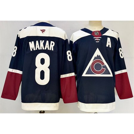 Men's Colorado Avalanche #8 Cale Makar Navy 2024-25 With A Patch Alternate Stitched Jersey