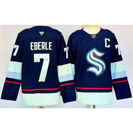 Men's Seattle Kraken #7 Jordan Eberle Navy 2024-25 Home Stitched Hockey Jersey