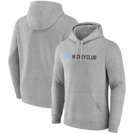 Men's Utah Hockey Club Heather Gray Wordmark Logo Fleece Pullover Hoodie