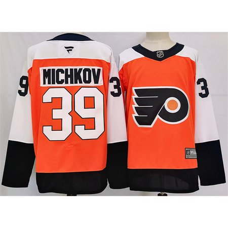 Men's Philadelphia Flyers #39 Matvei Michkov Orange 2024 Stitched Jersey