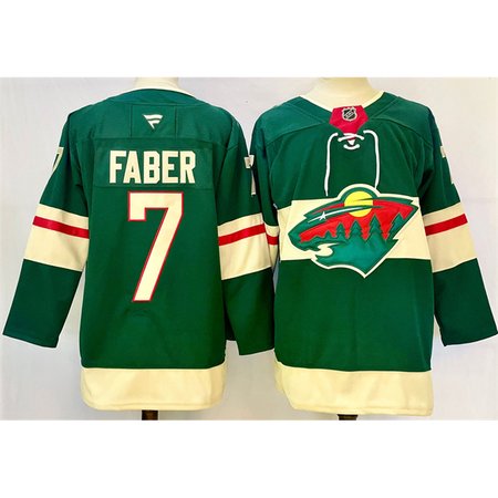 Men's Minnesota Wild #7 Brock Faber Green 2024-25 Home Stitched Hockey Jersey