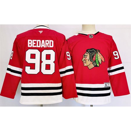 Youth Chicago Blackhawks #98 Connor Bedard Red 2024 Stitched Hockey Jersey