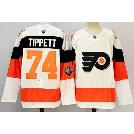Men's Philadelphia Flyers #74 Owen Tippett White 2024-25 With A Patch Stitched Jersey