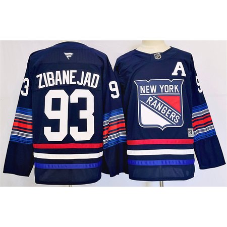 Men's New York Rangers #93 Mika Zibanejad Navy 2024-25 Stitched Jersey