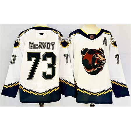 Men's Boston Bruins #73 Charlie McAvoy White 2024-25 With A Patch Reverse Retro Home Stitched Hockey Jersey