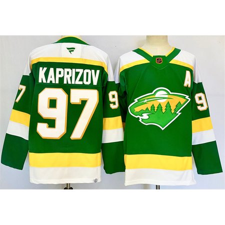 Men's Minnesota Wild #97 Kirill Kaprizov Green 2024-25 Alternate With A Patch Stitched Hockey Jersey
