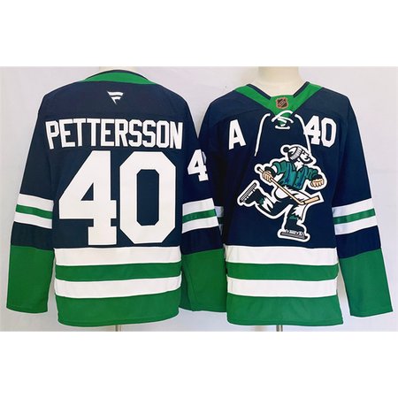 Men's Vancouver Canucks #40 Elias Pettersson Navy 2024 Reverse Retro Stitched Jersey