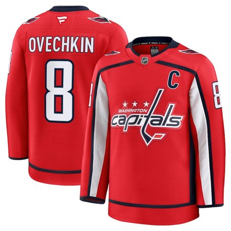 Men's Washington Capitals #8 Alexander Ovechkin Red 2024-25 Home Stitched Hockey Jersey