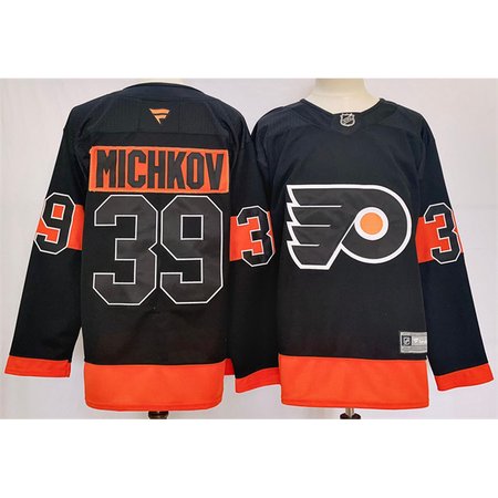 Men's Philadelphia Flyers #39 Matvei Michkov Black 2024 Stitched Jersey