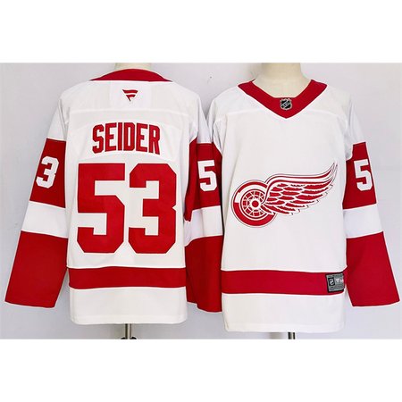 Men's Detroit Red Wings #53 Moritz Seider White 2024-25 Stitched Jersey