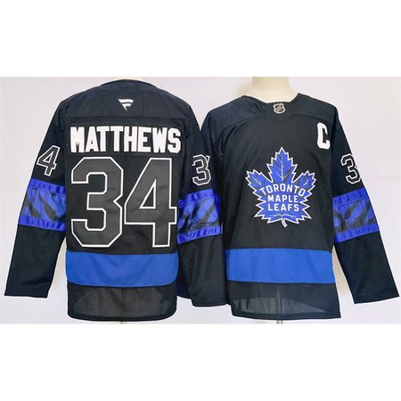 Men's Toronto Maple Leafs #34 Auston Matthews Black 2024-25 Stitched Jersey