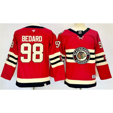 Youth Chicago Blackhawks #98 Connor Bedard Red 2024 Winter Classic Stitched Hockey Jersey
