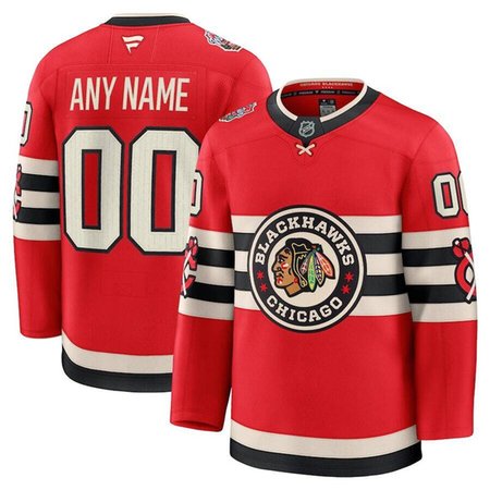 Men's Chicago Blackhawks Active Player Custom Red 2025 Winter Classic Stitched Hockey Jersey