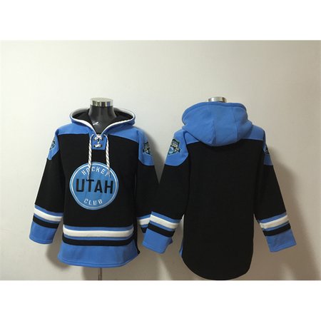 Men's Utah Hockey Club Blank Black/Blue Ageless Must-Have Lace-Up Pullover Hoodie